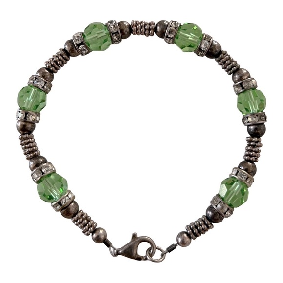 Green & Silver Beaded Bracelet - Picture 5 of 7